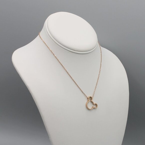 Jewelry necklace Mickey Mouse rose gold tone minimalist dainty with chain new - Picture 5 of 7